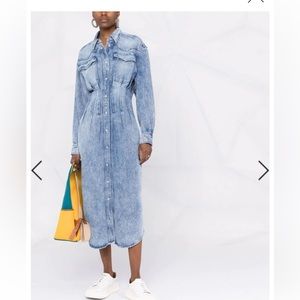 Isabel Marant Etoile Tomia Denim Shirt Midi Dress